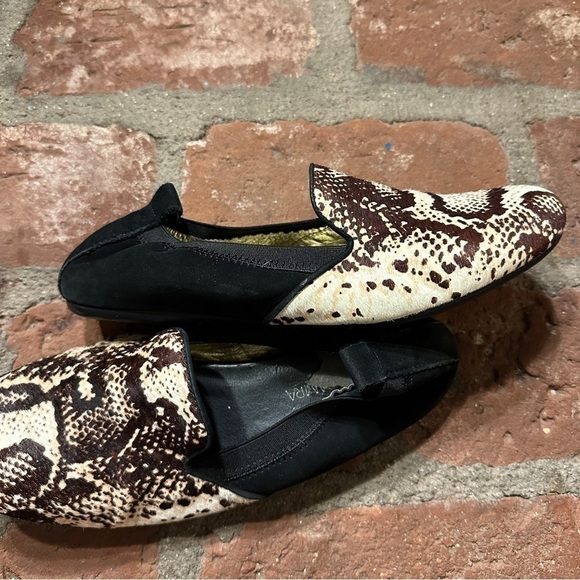 Yosi Samra Calf Loafers Size 8 Brown Black Cream Foldable Fla - Picture 5 of 16